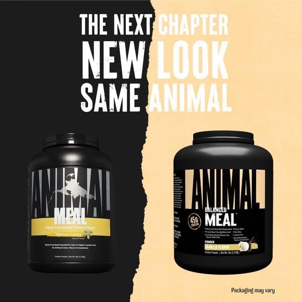 Animal Meal - Protein Shake with Whole Food Ingredients Aids in Muscle Recovery with Egg White Beef &amp Pea Protein Blend Vanilla Flavor 5 lbs