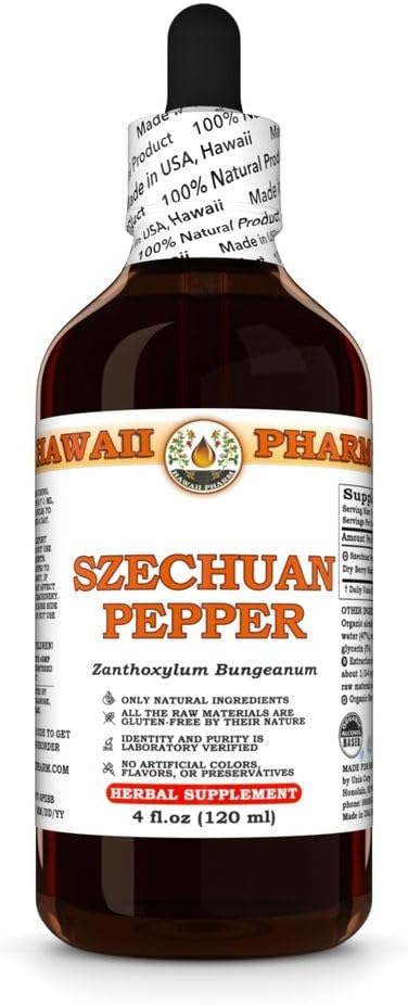 Szechuan Pepper (Zanthoxylum Bungeanum) Dry Berry Husk Tincture All Natural Vegan Pure Liquid Extract - 4 fl.oz