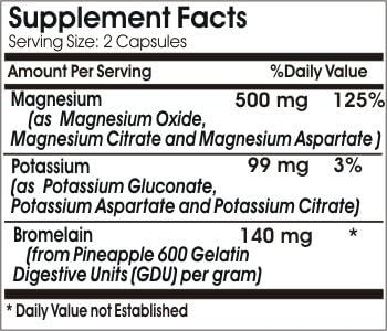 Magnesium Potassium Asporotate and Bromelain ~ 100 Capsules - No Additives ~ Naturetition Supplements