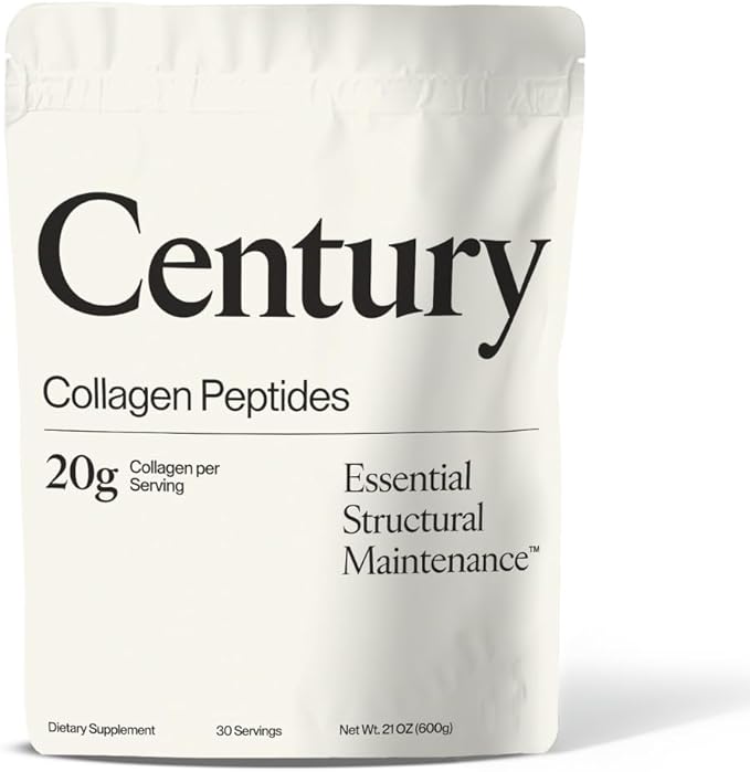 Century Structural Collagen Peptides Powder - 4 Patented Bioactive Peptides for Joint Bone &amp Tendon Repair - Grass Fed 20g Dose Unflavored (30 Servings)