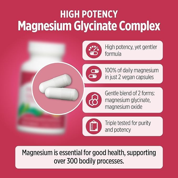 DOCTORS' PREFERRED High Potency Magnesium Glycinate Complex- Doctor-Developed Formula for Heart Health Mood Support and More | 420 mg per Serving | 120 Count