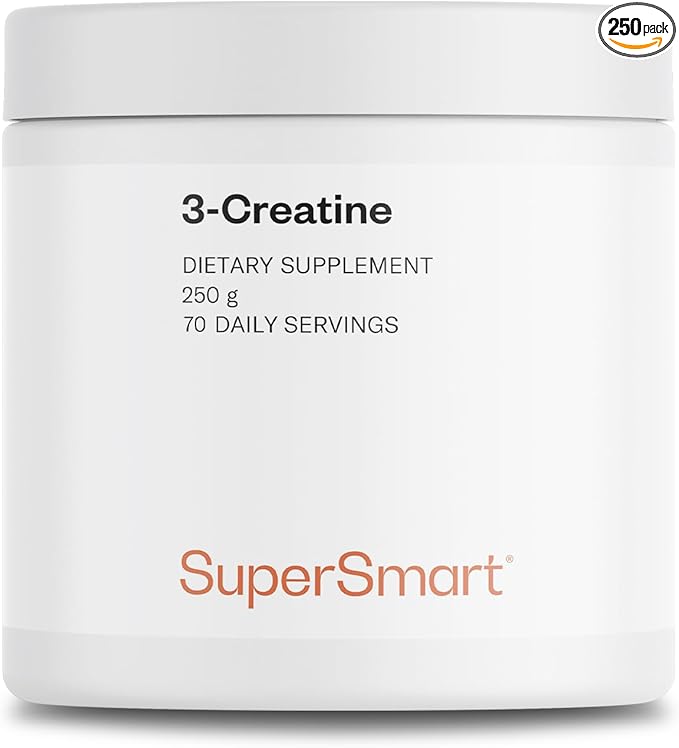 Supersmart - 3-Creatine - with Creatine Monohydrate - Physical Performance &amp Muscle Stimulator - Increase Faster Post-Exercise Recovery | Non-GMO &amp Gluten Free - 250 g
