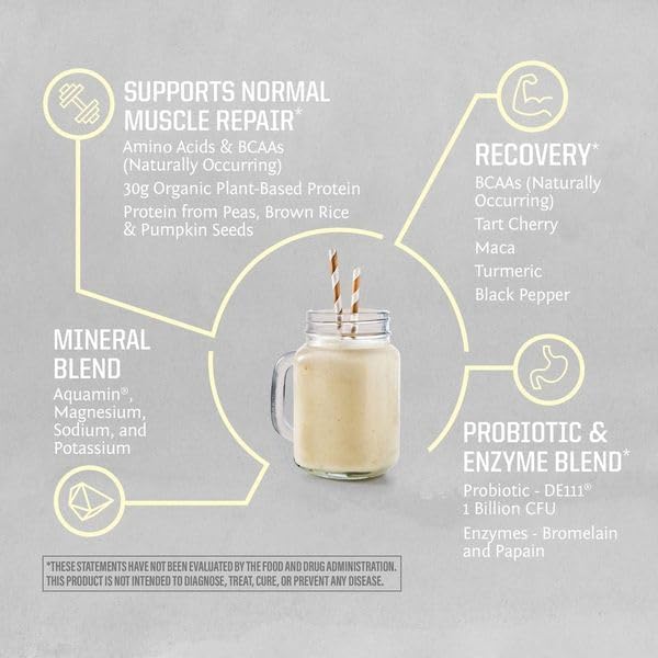 Sunwarrior Vegan Protein Powder USDA Organic | 20 Servings Vanilla Flavored &amp Pre-Workout Powder | 30 Servings Yuzu Mango Flavored