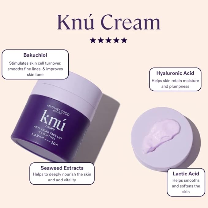 MICHAEL TODD Beauty KNU Cream – Face Lifting Brightening &amp Tightening Cream – For Moisturizing &amp Rejuvenating – With Bakuchiol Peptides &amp Snail Secretion – For All Skin Types – 1.68 fl o