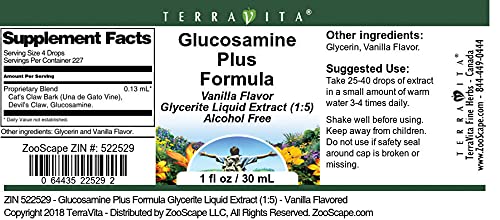 Terravita Glucosamine Plus Formula Glycerite Liquid Extract (1:5) - Vanilla Flavored (1 oz ZIN: 522529) - 3 Pack
