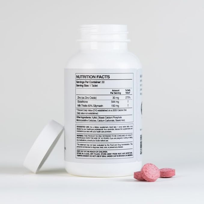 PaleoLife Premium Glutathione + Milk Thistle + Zinc - 90 Chewable Tablets Cherry Flavor (3-Pack)