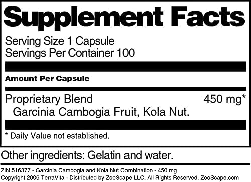 Garcinia Cambogia and Kola Nut Combination - 450 mg (100 Capsules ZIN: 516377)