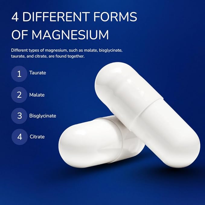Newday Magnesium Complex with Vitamin B6 (P-5-P) High Absorption Magnesium Bisglycinate Malate Taurate Citrate for Muscle Function Nerve Health Energy Support 60 Capsules