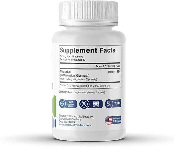 Magnesium Glycinate 150 mg – High‑Absorption Magnesium for Heart Bone &amp Muscle Health – Supports Leg Cramps &amp Cardiovascular Function – Gentle on Stomach (3-Pack)