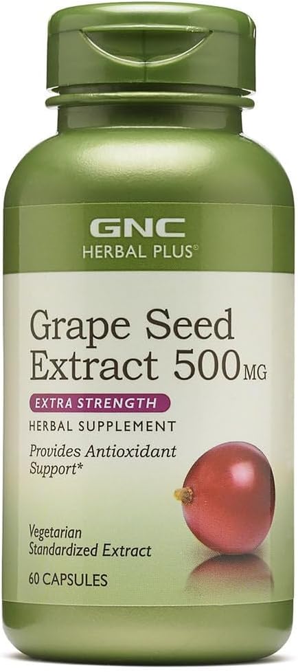 GNC Herbal Plus Grape Seed Extract 500mg Supplement Extra Strength Vegetarian 60 Servings