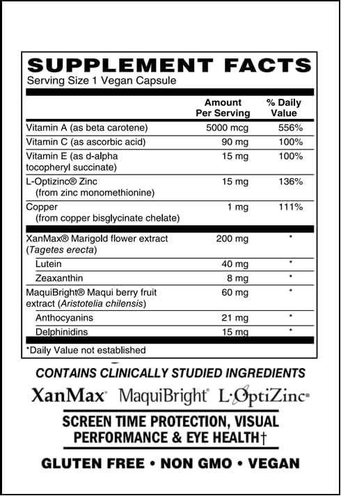 Advanced Eye Care Supplement XanMax Marigold Extract Lutein &amp Zeaxanthin (30)