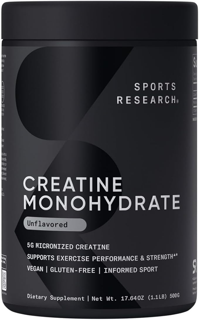 Sports Research Creatine Monohydrate (100 Servings) &amp Vanilla Whey Protein (63 Servings) The Dynamic Duo for Lean Muscle Building Improved Performance Strength &amp Workout Recovery - Sports N