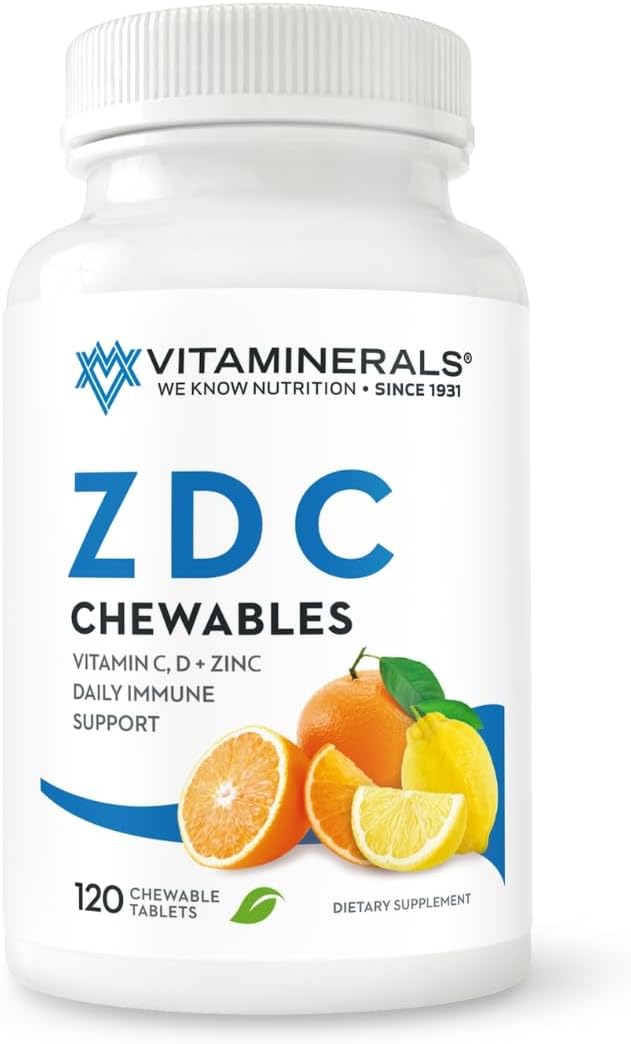 Vitaminerals® 106 Z D C CHEWABLES | Zinc | Vitamin C &amp D | Natural Citrus Flavor | 120 Chewable Tablets