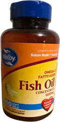 Generic Omega-3 Fish Oil Concentrate 1200mg 100 Softgels Promotes Healthy Heart Mercury-Free Dietary Supplement Yellow