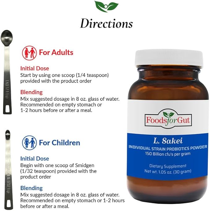 Lactobacillus Sakei Probiotic Powder 150 Billion cfu's | Made in USA | No Additives | Direct from Manufacturer | No Third-Party Storage | Sinus and Sinusitis Relief | L. Sakei | 30 Grams (1.05 Oz)