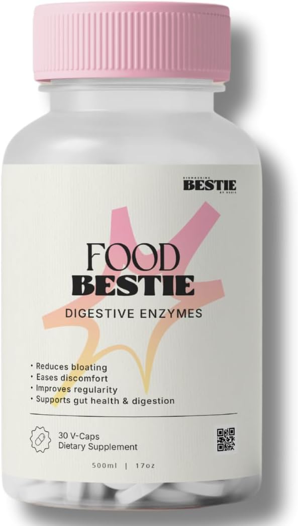 Food Bestie Supplement - Digestive Enzymes for Women &amp Men Natural Digestion &amp Bloating Support Promotes Gut Health Formulated with Bromelain &amp Lipase Gluten Free - 60 Capsules