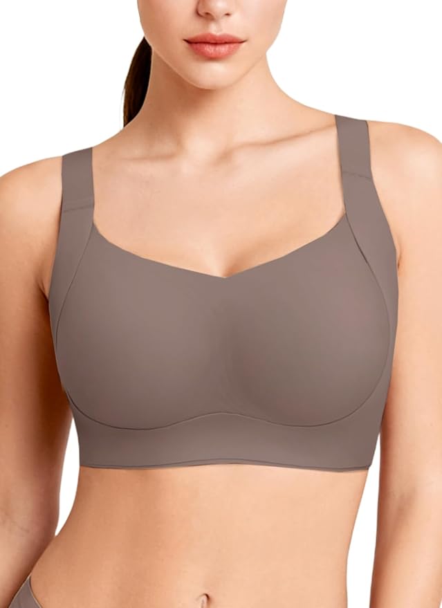 REALWILL Women Everyday Comfortable Wireless Bra Supportive Push Up Minimizer Bras Full Coverage Soft Seamless Tshirt Bras