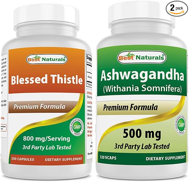 Best Naturals Blessed Thistle Breastfeeding 800mg &amp Ashwagandha Extract 500 Mg