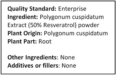 Pure Resveratrol Powder Standardized 50% Extracted from Polygonum Cuspidatum Root (50 Grams (1.76 oz))