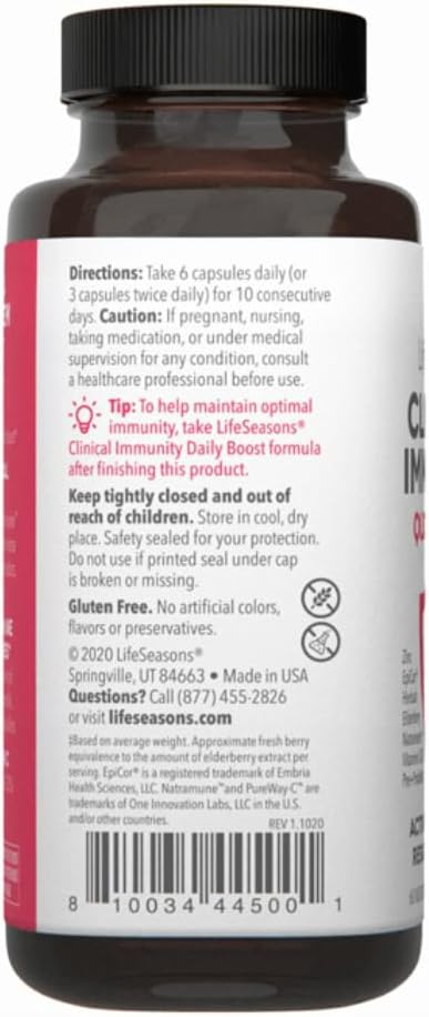 Clinical Immunity - Quick-Start - Immune System Support - Rapid Immunity Response - Boosts Antibodies B + T + NK Cells Neutrophils &amp Macrophagens - Black Elderberry &amp Pre + Probiotics - 60 C