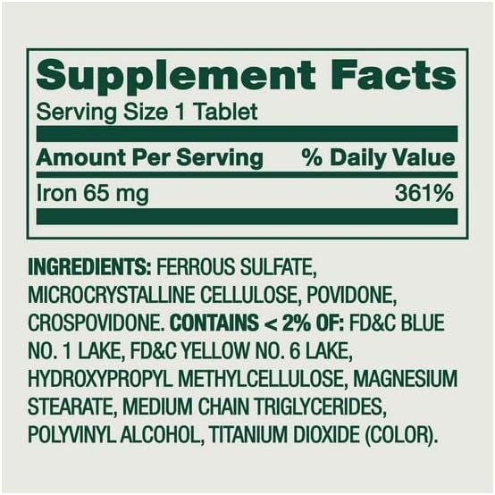 H4U Spring Valley General Health &amp Wellness Iron Tablets Dietary Supplement Value Size 65 mg 200 Count