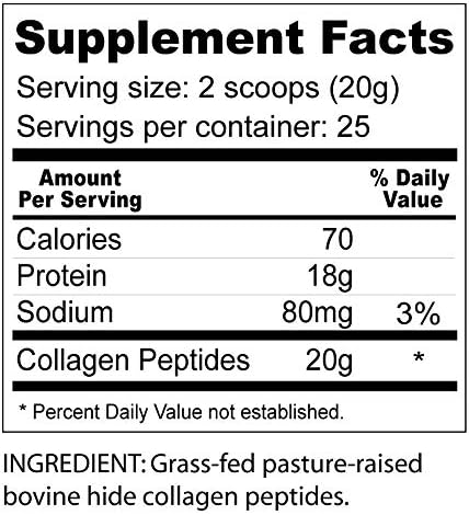 Wellness Resources Collagen Peptides - Pasture Raised Grass Fed 100% Collagen Protein - Hydrolyzed Type I and III Collagen Peptides Powder Unflavored (500 Grams/ 17.6 Ounces)