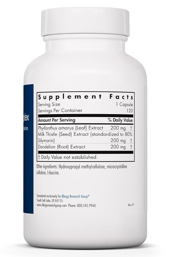 Allergy Research Group Milk Thistle Plus Supplement - Liver Health Support Milk Thistle Dandelion Detox Cleanse Vegetarian Capsules - 120 Count