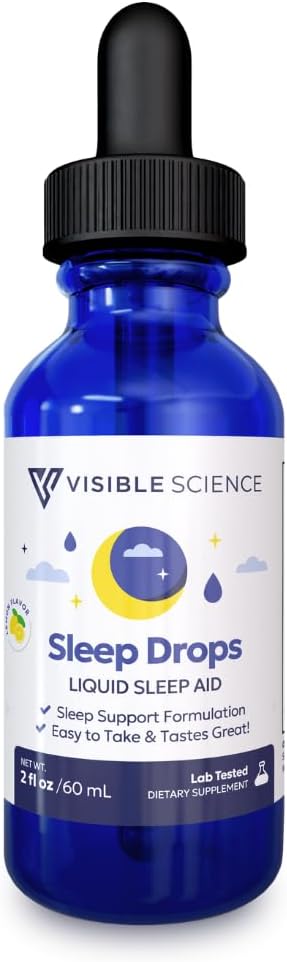 Sleep Drops – Lemon Flavor Liquid Sleep Aid with Melatonin L-Theanine Chamomile &amp Lemon Balm – Fast-Acting Alcohol-Free Natural Sleep Supplement – 2 fl oz (60 mL)