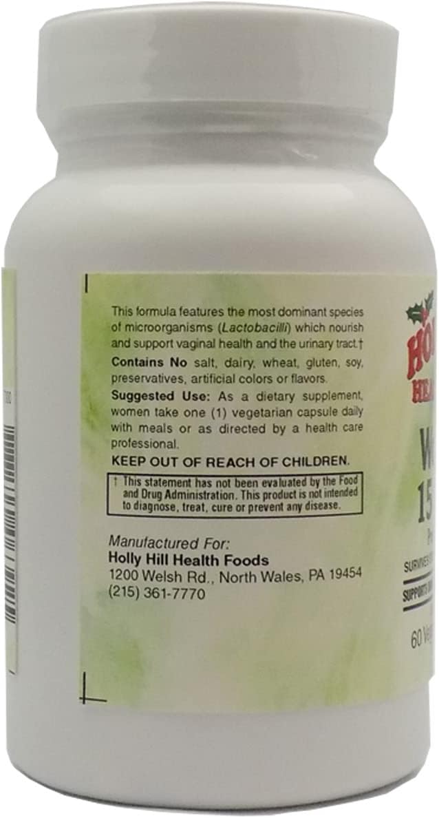 Holly Hill Health Foods Women's Probiotic 15 Billion CFU 60 Vegetarian Capsules