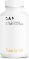 Supersmart - Daily 6 ® - Powerful Mutlivitamin Formula with 55 Ingredients (with PQQ Nicotinamide Riboside) - Support Healthy Cardiovascular System | Non-GMO &amp Gluten Free - 180 Vegetarian Capsul