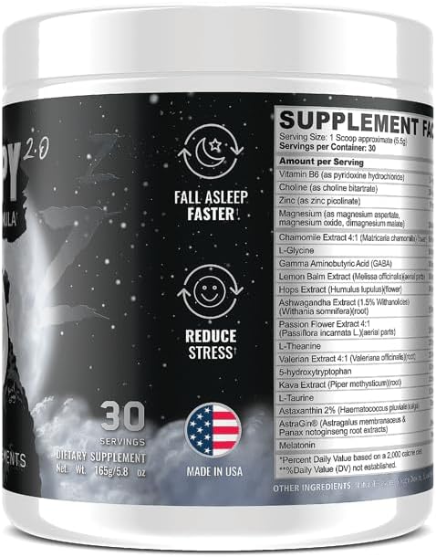 Underground Bio Labs™ Panda SUPPS – Sleepy 2.0 Natural Sleep Aid Formula: 5mg Melatonin 300mg GABA Chamomile Extract (Honey Lemon Tea) 30 Servings