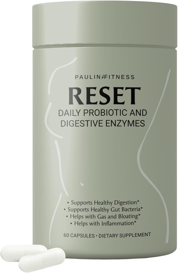 Reset Daily Probiotic + Prebiotic Plant Digestive Enzymes – Advanced Gut Reset for Women – Bloating Relief Weight Management Digestion Gut Health – Vegan Shelf-Stable – 60 Capsules (30-Day Supply)