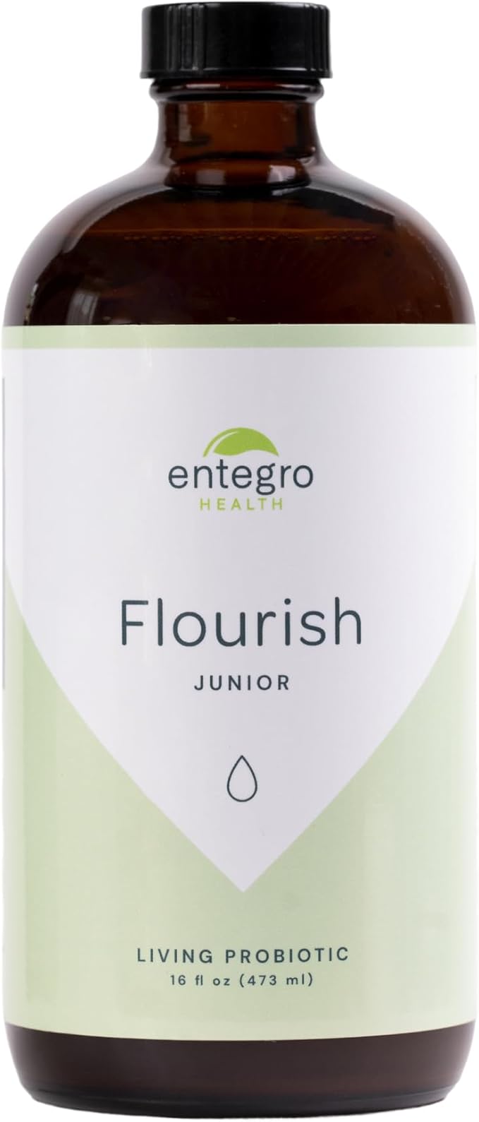 ENTEGRO Flourish Junior Liquid Probiotic &amp Postbiotic Supplement - Glass | 11 Live Cultures | Gut &amp Digestive Health for Women Men &amp Kids | Organic Vegan Allergen Free | USA Made | 16 f