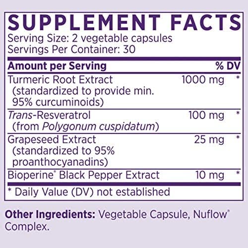 NAOMI Turmeric Curcumin All Fully Standardized 1000mg 95% Curcuminoids BioPerine High Absorption &amp Resveratrol Clinically Studied Joint Support Supports Healthy Muscle Response