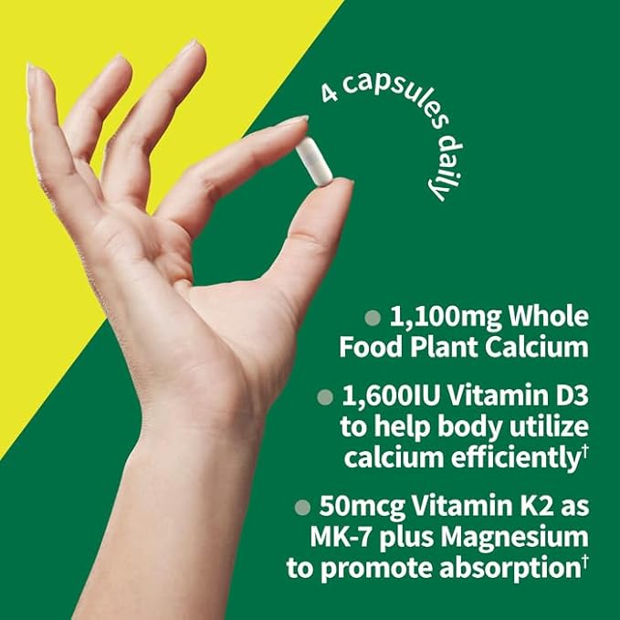 Garden of Life Raw Calcium Supplement for Women and Men - Vitamin Code Made from Whole Foods with Magnesium K2 Vitamin D3 and Vitamin C Plus Probiotics for Digestion 60 Capsules
