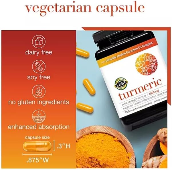 Turmeric Extra Strength Capsules | 1000 mg Turmeric Supplement | 150 ct.