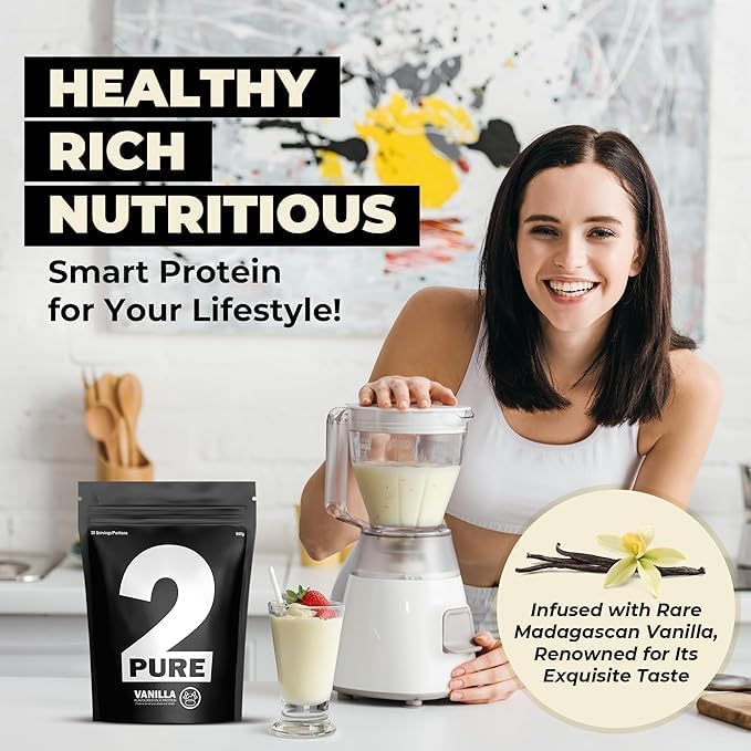 2-Pure Protein Powder - Only 2 Ingredients | Keto Unsweetened Low Carb Gluten Free Non-GMO | 26G Milk Protein Isolate Powder - 30 Servings (2 Pound Unflavored)