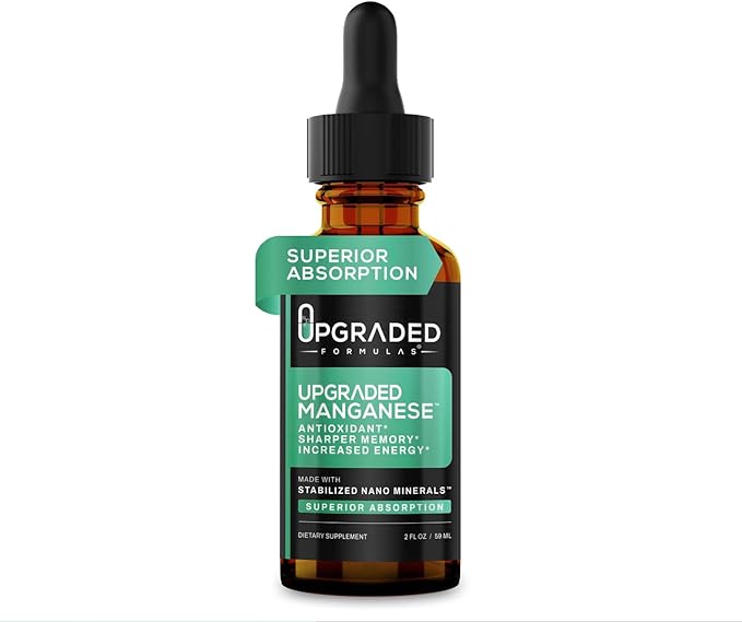 Upgraded Formulas Manganese Supplement with Liquid Nano Minerals - Antioxidant Sharper Memory and Increased Energy - Vegan Paleo (2 Fluid Ounces)