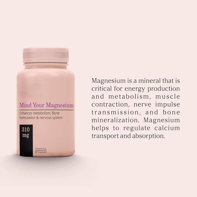 Vishopy Support Your Magnesium Supplement for Men Women 310 Mg Sports Muscle Health Energy 7 Metabolism Veg Capsules 60 Count.