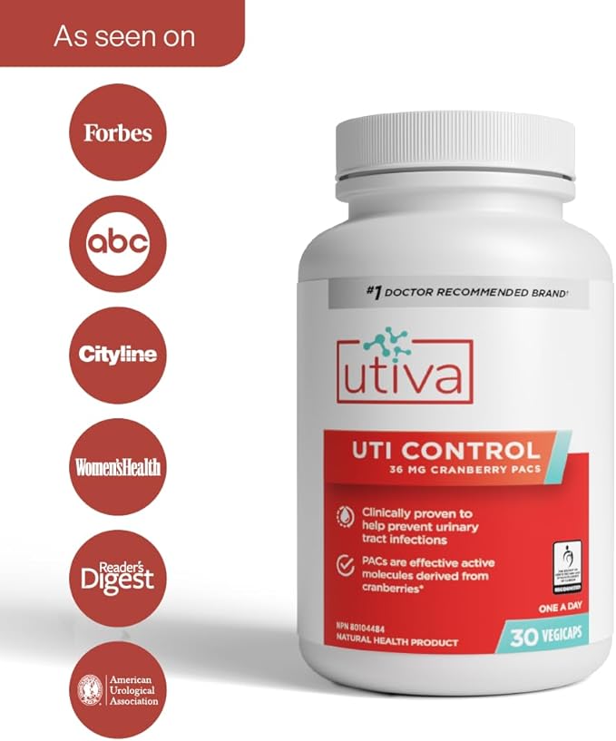 Utiva Cranberry PACs – Clinically Studied Ingredients 36mg PACs for UTI Avoidance - Supplement for Urinary Tract Health for Women and Men – Cranberry Extract Pills for Bladder Health 90 Vegi Capsules