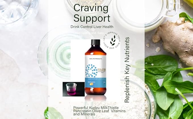 Fixation Syrup Anti-Alcohol Cravings Management Alcohol Support Kudzu Milk Thistle L-lysine Olive Leaf Pancreatin