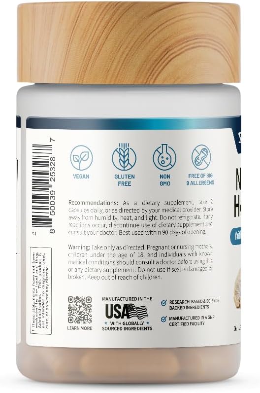 Snap Supplements Nerve Health Support with Lion’s Mane Organic Turmeric &amp Herbs – Supports Mental Clarity Memory Focus &amp Nerve Function – 60 Capsules