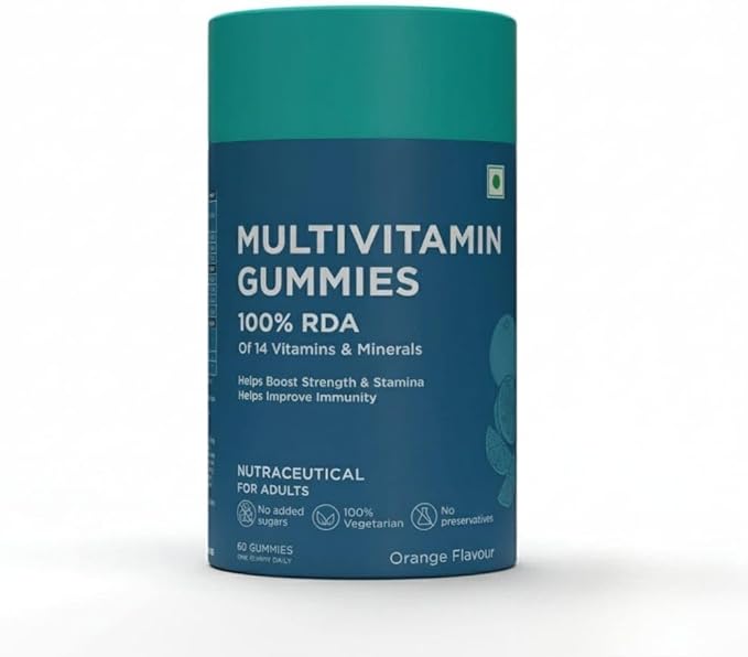 HK Multivitamin Gummies(Orange 60 Days Pack) | for Men &amp Women | Boosts Energy &amp Immunity Supports Joint Health | 60 Gummies