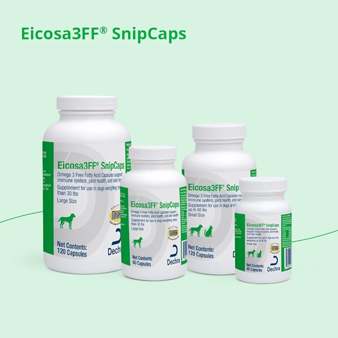 Eicosa3FF SnipCaps Omega 3 Free Fatty Acid Capsules for Dogs and Cats - Small 60 ct