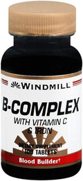 Windmill B-Complex Tablets with Vitamin C and Iron 100 Tablets (Pack of 3)