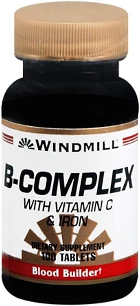 Windmill B-Complex Tablets with Vitamin C and Iron 100 Tablets (Pack of 3)