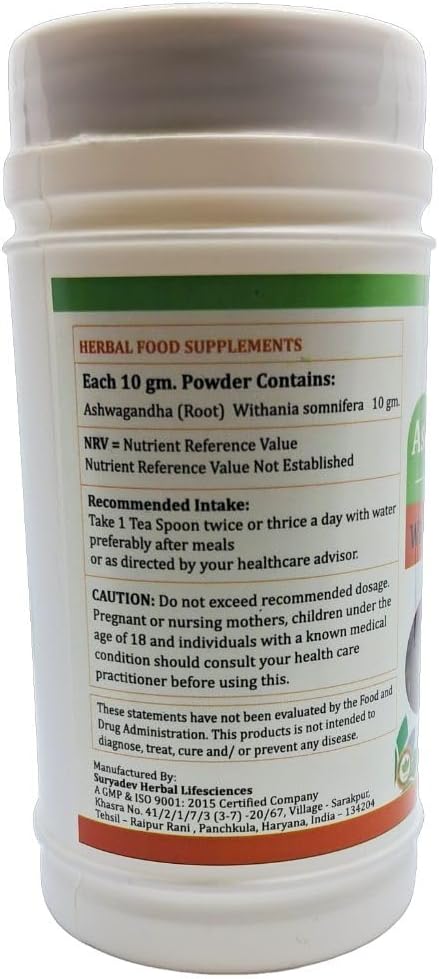Ashwagandha (Withania Sominfera) Powder for Men and Women | Ayurvedic Herbal Powder Supplement/Remedy | Pack of 100 GMS. (4 Packs of 100 GMS.)
