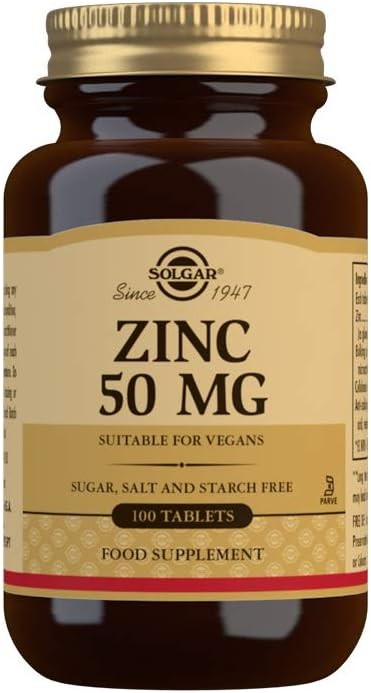 Solgar Vitamin C 1000 mg 100 Vegetable Capsules - Antioxidant &amp Immune Support - Overall Health Zinc 50 mg 100 Tablets - Zinc for Healthy Skin Taste &amp Vision