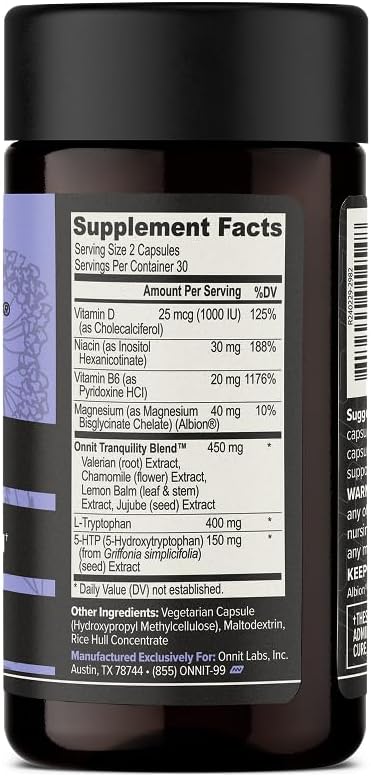 ONNIT New Mood Daily Stress Support Capsules IGEN Non-GMO Tested Sleep and Mood Support Supplement for Men and Women Daily Stress Management Capsules 60 Count