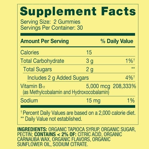 Spring Valley B12 5000 mcg-Vitamin Gummies Ultra Strength Methylcobalamin 60ct (Pack of 1) Set by Basket Goods
